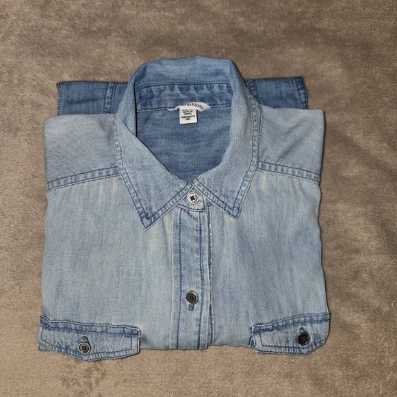 Calvin Klein Women's light blue button-down denim shirt size XS - Picture 8 of 12